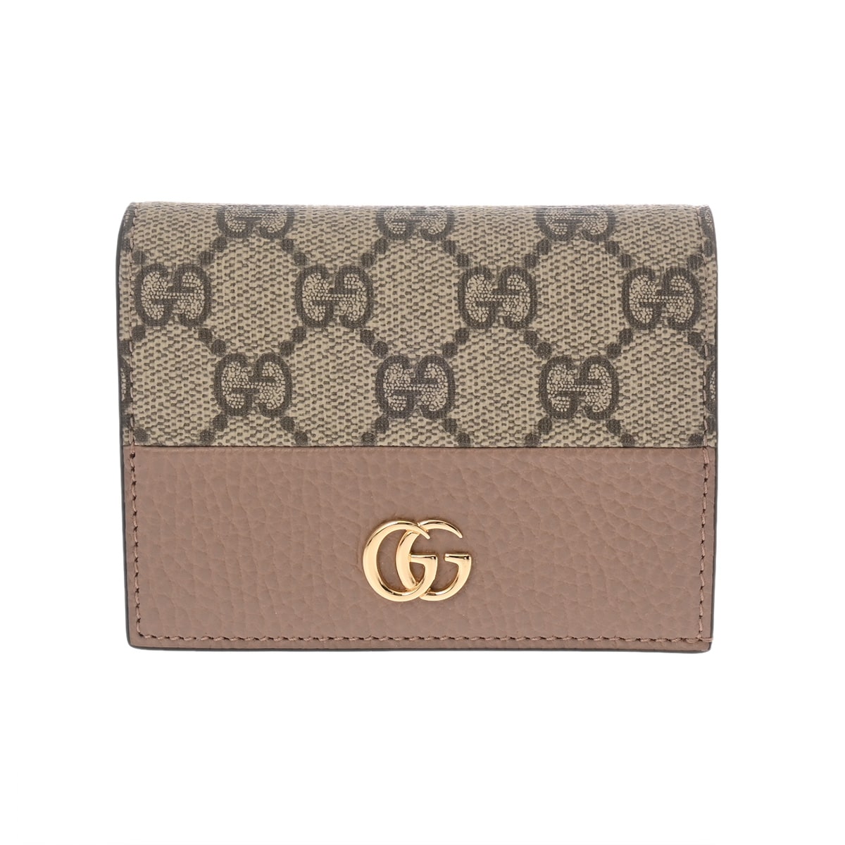 グッチ カードケース ウォレット ダブルG ベージュ/エボニー/ダスティピンク 658610 GGスプリームキャンバス/レザー ユニセックス 財布 【中古】【purse】