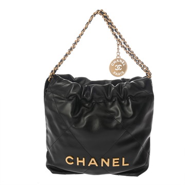 シャネル ミニ ハンドバッグ CHANEL22 ブラック AS3980 シャイニーカーフスキン レディース バッグ 【中古】【bag】