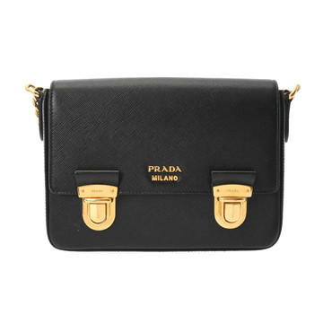 プラダ チェーンショルダー ブラック 1BD090 サフィアーノレザー レディース バッグ 【中古】【bag】