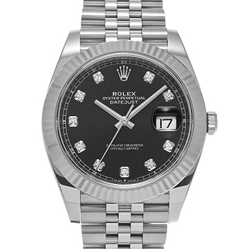 ロレックス デイトジャスト 41 126334G ブライトブラック/ダイヤモンド メンズ 時計 【中古】【wristwatch】