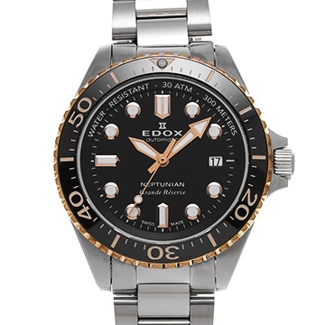 エドックス ネプチュニアン グランデ リザーブ デイト オートマティック 80801-3NRM-NIR ブラック メンズ 時計 【中古】【wristwatch】