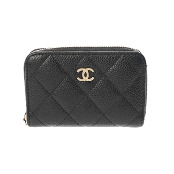 シャネル マトラッセ クラシック ジップ コインパース ブラック AP0216 グレインドカーフスキン レディース 財布 【中古】【purse】