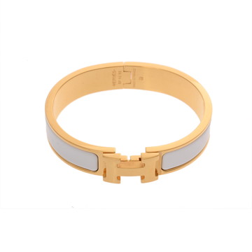 エルメス クリックH ホワイト/ゴールド金具 エナメル ユニセックス ジュエリー 【中古】【jewelry】