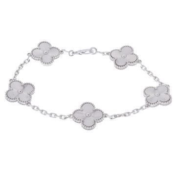 ヴァン クリーフ&アーペル ヴィンテージアルハンブラ ブレスレット ギヨシェ 5P シルバー VCARP9XE00 K18ホワイトゴールド WG レディース ジュエリー 【中古】【jewelry】