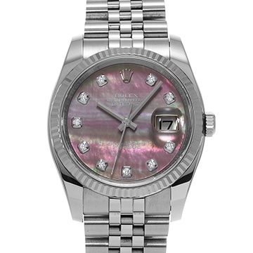 ロレックス デイトジャスト 116234NG ブラックシェル/ダイヤモンド メンズ 時計 【中古】【wristwatch】