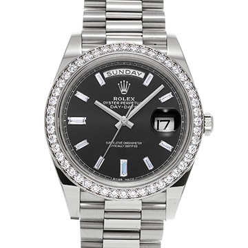 ロレックス デイデイト 40 228349RBR ブライトブラック/ダイヤモンド メンズ 時計 【中古】【wristwatch】
