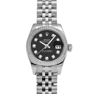 ロレックス デイトジャスト 179174G ブラック/ダイヤモンド レディース 時計 【中古】【wristwatch】
