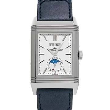 ジャガー ルクルト レベルソ トリビュート デュオカレンダー Q3918420 シルバー/ブルー メンズ 時計 【中古】【wristwatch】