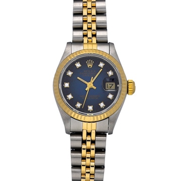 ロレックス デイトジャスト 69173G ブルー・グラデーション/ダイヤモンド レディース 時計 【中古】【wristwatch】