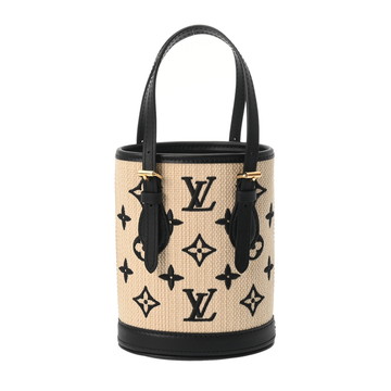 ルイ ヴィトン モノグラム ナノバケット LVバイザ プール ベージュ/ブラック M82418 モノグラムコットン レディース バッグ 【中古】【bag】
