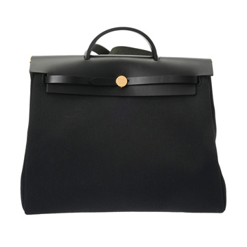 エルメス エールバッグ ジップ MM 2WAY ブラック トワルミリタリー/ヴァッシュハンター ユニセックス バッグ 【中古】【bag】