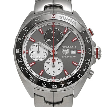 タグ ホイヤー フォーミュラ1 キャリバー16 クロノグラフ アイルトン・セナ CAZ2017.BA0647 グレー/ブラック/ホワイト メンズ 時計 【中古】【wristwatch】