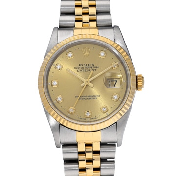 ロレックス デイトジャスト 16233G シャンパン/ダイヤモンド メンズ 時計 【中古】【wristwatch】