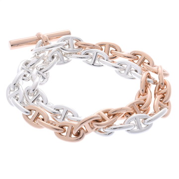 エルメス シェーヌダンクル ドゥブルトゥール PM 40コマ シルバー シルバー925/K18ピンクゴールド PG ユニセックス ジュエリー 【中古】【jewelry】