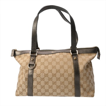 グッチ トートバッグ ベージュ/エボニー/ブロンズ 141470 レザー/GGキャンバス ユニセックス バッグ 【中古】【bag】