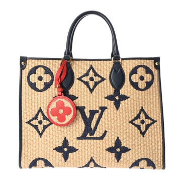 ルイ ヴィトン モノグラム オンザゴー MM 2WAY ナチュラル/ブルー M57723 モノグラムラフィア レディース バッグ 【中古】【bag】