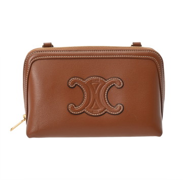 セリーヌ キュイルトリオンフ キュイルトリオンフ チェーンクラッチ タン 10E383DR8.04LU スムースカーフ レディース バッグ 【中古】【bag】