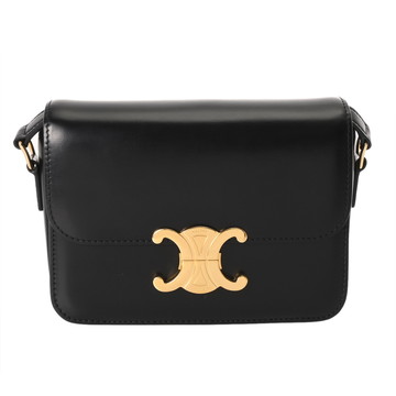 セリーヌ ティーン トリオンフバッグ  ブラック 188423BF4 38NO シャイニーカーフ レディース バッグ 【中古】【bag】