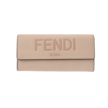 フェンディ ロゴ エンボス ベージュ 8M0251-AAYZ-219-2018 カーフレザー ユニセックス 財布 【中古】【purse】