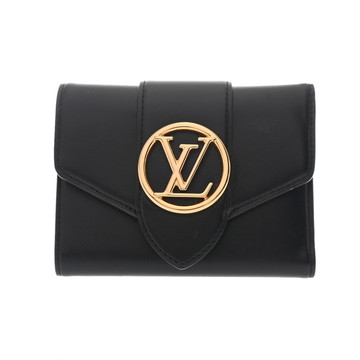 ルイ ヴィトン ポルトフォイユ LVポンヌフコンパクト ブラック M69175 カーフ レディース 財布 【中古】【purse】