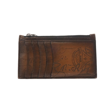 ベルルッティ カリグラフィ コア マキシ ジップ カードホルダー カカオ ヴェネチアカーフレザー メンズ 財布 【中古】【purse】