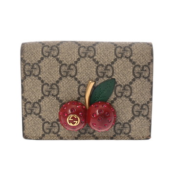 グッチ コンパクトウォレット ベージュ/エボニー 476050 GGスプリームキャンバス ユニセックス 財布 【中古】【purse】