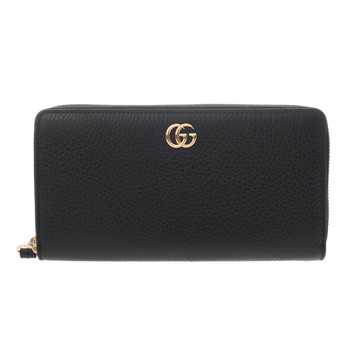 グッチ ダブルG ジップアラウンドウォレット ブラック 456117 496334 レザー レディース 財布 【中古】【purse】