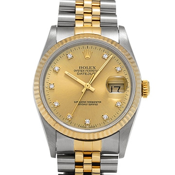 ロレックス デイトジャスト 16233G シャンパン/ダイヤモンド メンズ 時計 【中古】【wristwatch】