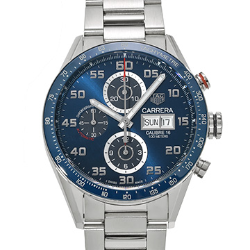タグ ホイヤー カレラ キャリバー16 クロノグラフ デイデイト CV2A1V.BA0738 ブルー メンズ 時計 【中古】【wristwatch】