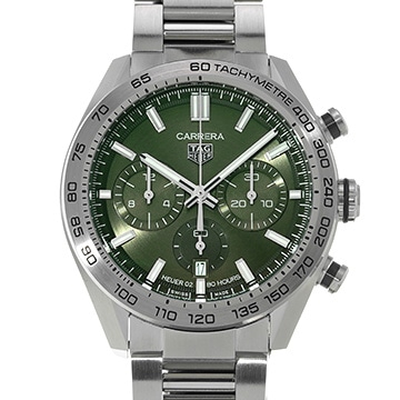 タグ ホイヤー カレラ キャリバーホイヤー02 スポーツ クロノグラフ CBN2A10.BA0643 グリーン メンズ 時計 【中古】【wristwatch】