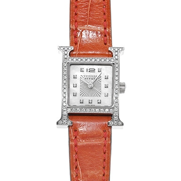 エルメス Hウォッチ ミニ HH1.130 ホワイトシェル/ダイヤモンド レディース 時計 【中古】【wristwatch】