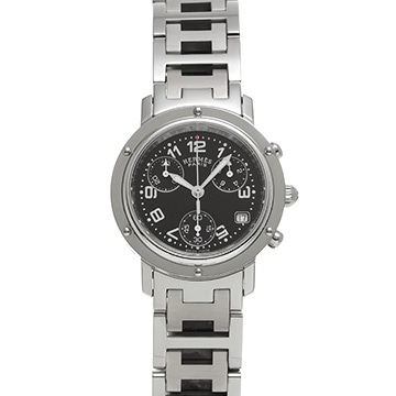 エルメス クリッパー クロノグラフ CL1.310 ブラック レディース 時計 【中古】【wristwatch】