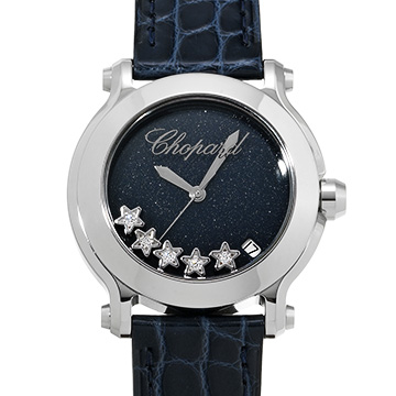 ショパール ハッピースポーツ 278475-3020 ブルー/ダイヤモンド レディース 時計 【中古】【wristwatch】