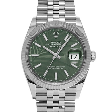 ロレックス デイトジャスト 36 126234 オリーブグリーン パームモチーフ メンズ 時計 【中古】【wristwatch】
