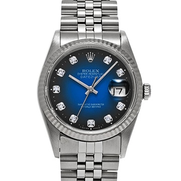 ロレックス デイトジャスト 16234G ブルー・グラデーション/ダイヤモンド メンズ 時計 【中古】【wristwatch】