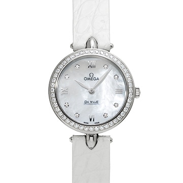 オメガ デ・ヴィル プレステージ クォーツ デュードロップ 424.18.27.60.55.001 ホワイトシェル/ダイヤモンド レディース 時計 【新品】【wristwatch】