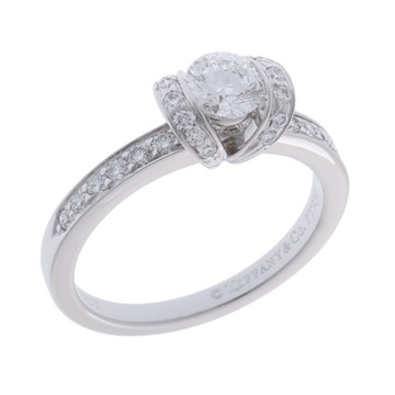 ティファニー リボン ソリティアリング 0.43ct シルバー Pt950プラチナ レディース ジュエリー 【中古】【jewelry】