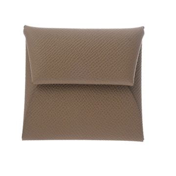 エルメス バスティア エトゥープ/シルバー金具 ヴォーエプソン ユニセックス 財布 【未使用】【purse】