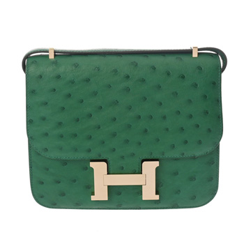 エルメス コンスタンス3 18 ヴェールヴェルティゴ オーストリッチ レディース バッグ 【中古】【bag】