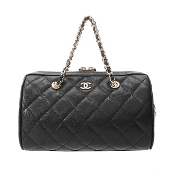 シャネル ミニ ボストンバッグ ブラック グレインドカーフスキン レディース バッグ 【中古】【bag】