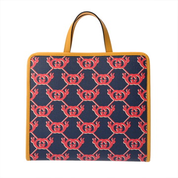 グッチ チルドレンズ ネイビー/レッド/イエロー 605614 レザー/GGスプリームキャンバス レディース バッグ 【中古】【bag】
