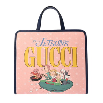 グッチ チルドレンズ　The Jetsons ピンク/ネイビー/イエロー 605614 レザー/GGスプリームキャンバス レディース バッグ 【中古】【bag】
