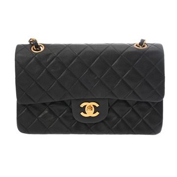 シャネル マトラッセ Wフラップ Wチェーンショルダー 23 ブラック A01113 ラムスキン レディース バッグ 【中古】【bag】