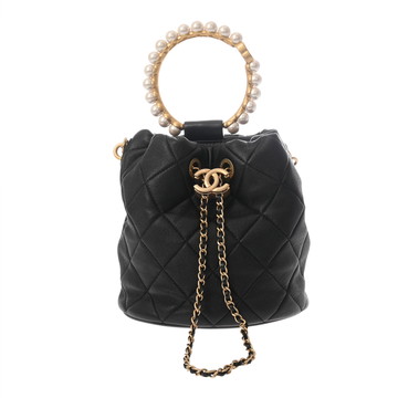 シャネル マトラッセ 2WAY ショルダー ブラック AS2608 シープスキン/フェイクパール レディース バッグ 【中古】【bag】