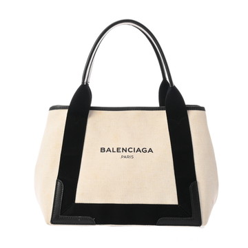 バレンシアガ ネイビーカバス S ホワイト/ブラック 339933 キャンバス/レザー レディース バッグ 【中古】【bag】