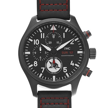 IWC パイロットウォッチ クロノグラフ トップハッターズ 限定500本 IW389108 ブラック メンズ 時計 【中古】【wristwatch】