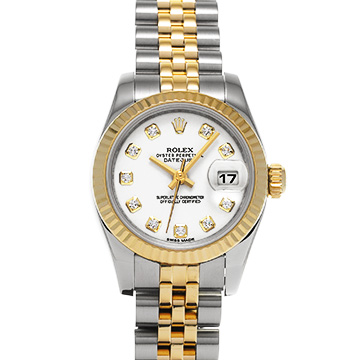 ロレックス デイトジャスト 179173G ホワイト/ダイヤモンド レディース 時計 【中古】【wristwatch】
