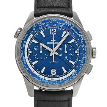 ジャガー ルクルト ポラリス クロノグラフ ワールドタイム Q905T480 ブルー メンズ 時計 【中古】【wristwatch】
