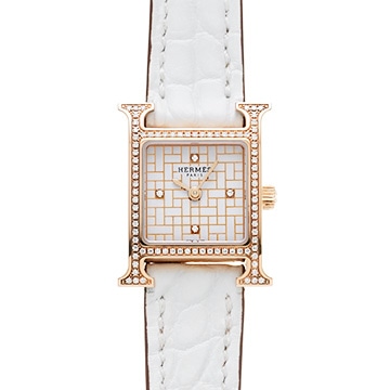 エルメス Hウォッチ ミニ HH1.173c ホワイト/ダイヤモンド レディース 時計 【中古】【wristwatch】