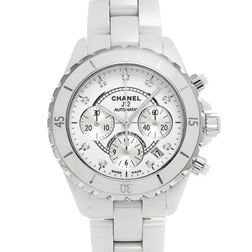 シャネル J12 クロノグラフ 41MM H2009 ホワイトラッカー/シルバー/ダイヤモンド メンズ 時計 【中古】【wristwatch】
